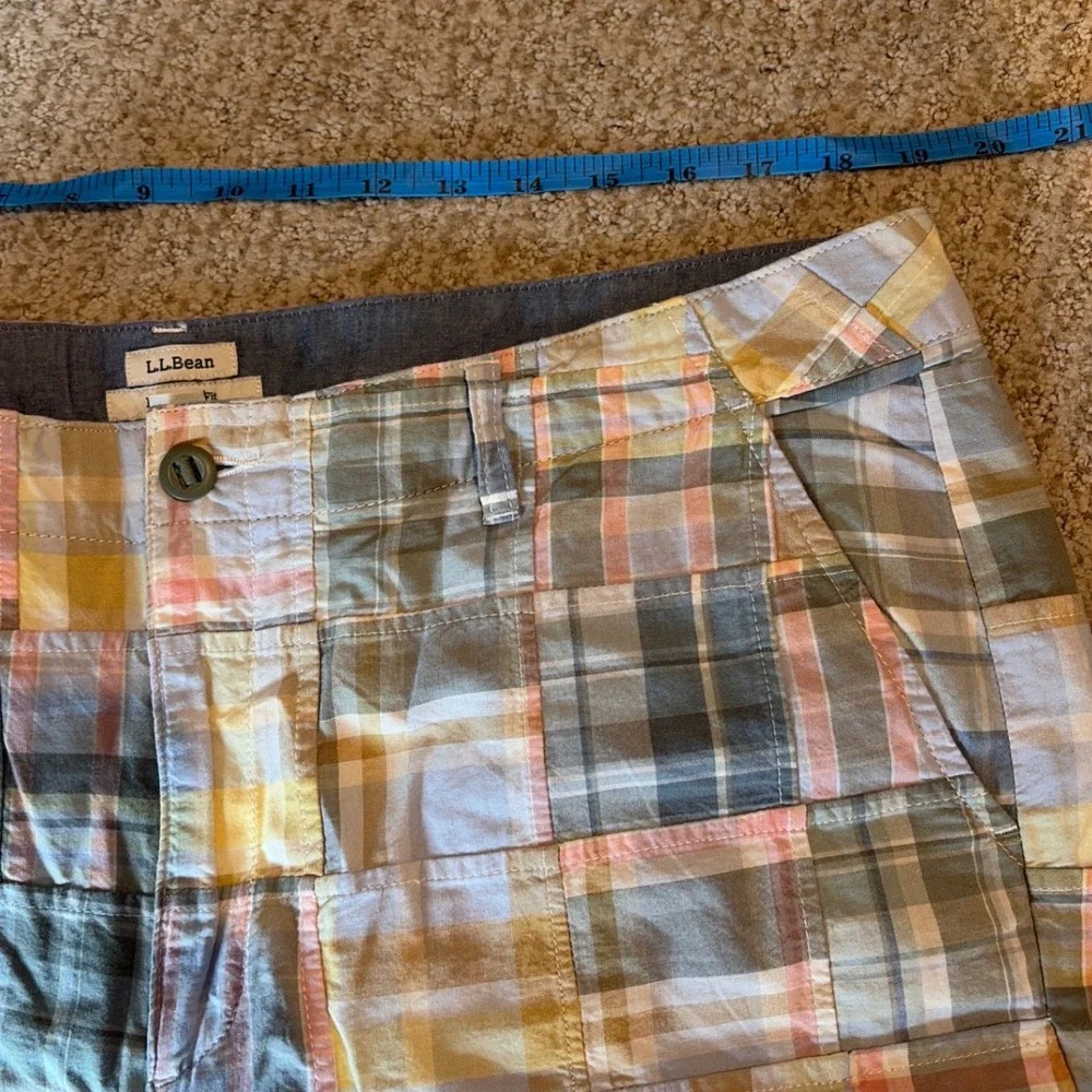 L.L.Bean Patchwork Madras Shorts Mens 18 Multicolor Plaid Preppy Summer Coastal